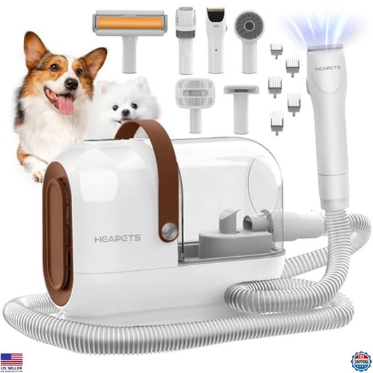 Dog Grooming Vacuum Kit 3L with 7 Tools, Low Noise Clipper & Brush for Shedding