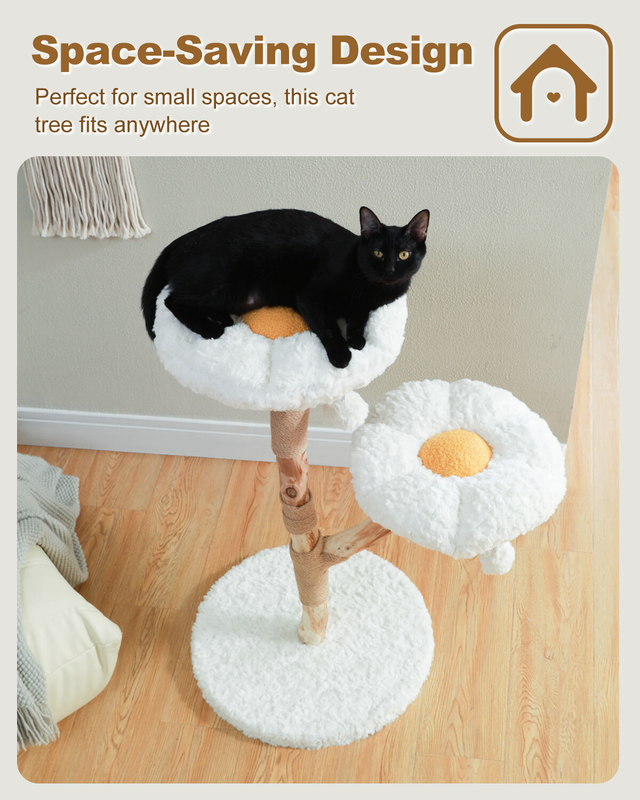 PAWZ Road Wood Flower Cat Tree Scratching Post with Real Branches&2 Perches Toys