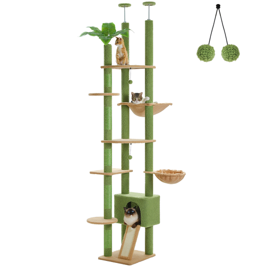 PAWZ Road Cat Tree Tower Floor to Ceiling Scratcher Height Adjustable 91''~100"