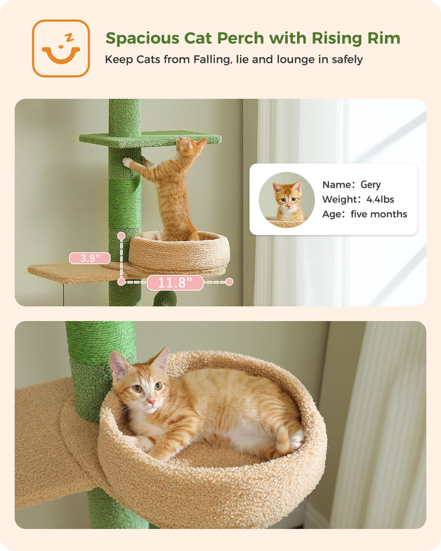 PAWZ Road Cactus Floor to Ceiling Cat Tree Tower Cat Scratching Post Scratcher