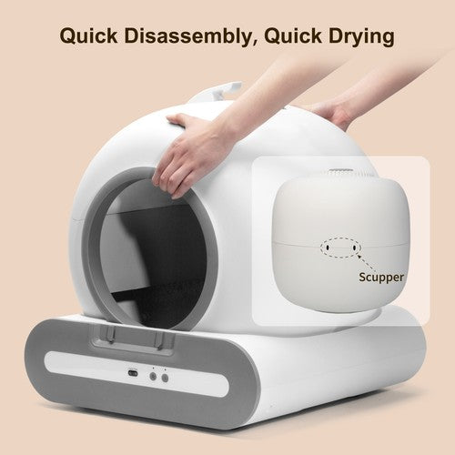 DOEL Self Cleaning Cat Litter Box Automatic  65L APP Control w/ Trash Bags & Mat