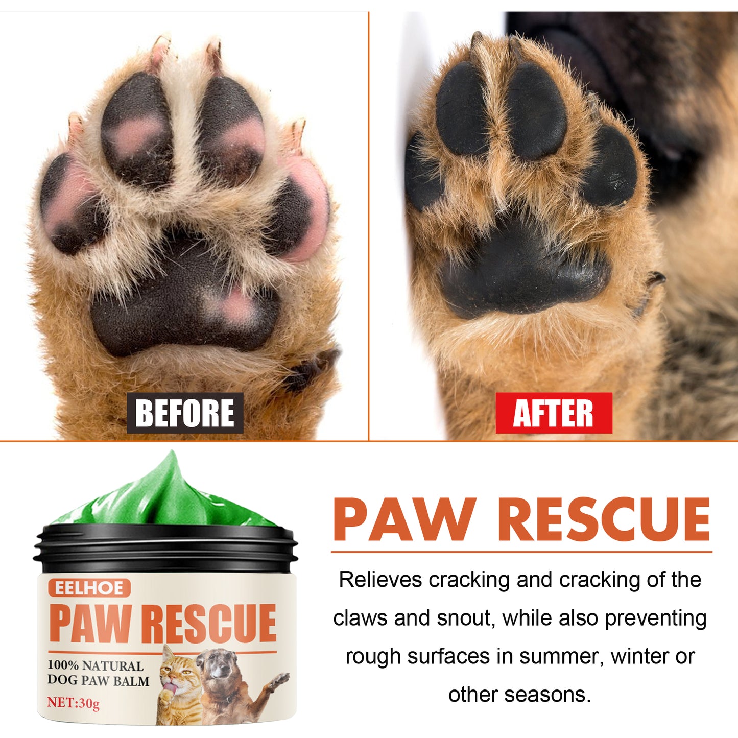 EELHOE Pet Paw Balm Cat and Dog Paw Pads Protective Oil Soothing Moisturizing Nourishing Paw Repair for Dry Cracked Paws
