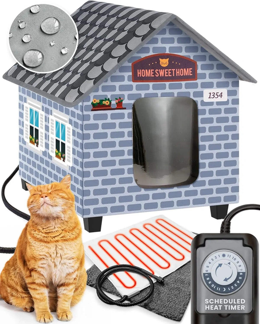 Weatherproof Heated Cat House - Outdoor Shelter for Winter & Cold Weather