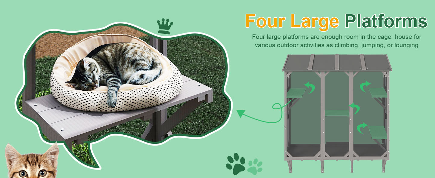 Petscosset Cat Catio Expandable Window Box Enclosure for Multiple Indoor Cats