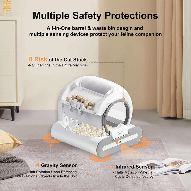 DOEL Self Cleaning Cat Litter Box Automatic  65L APP Control w/ Trash Bags & Mat