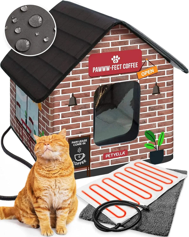 Weatherproof Heated Cat House - Outdoor Shelter for Winter & Cold Weather