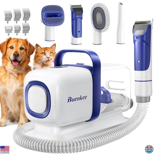 Pet Grooming Kit with Vacuum, Low Noise Clipper & Shedding Brush for Dogs/Cats