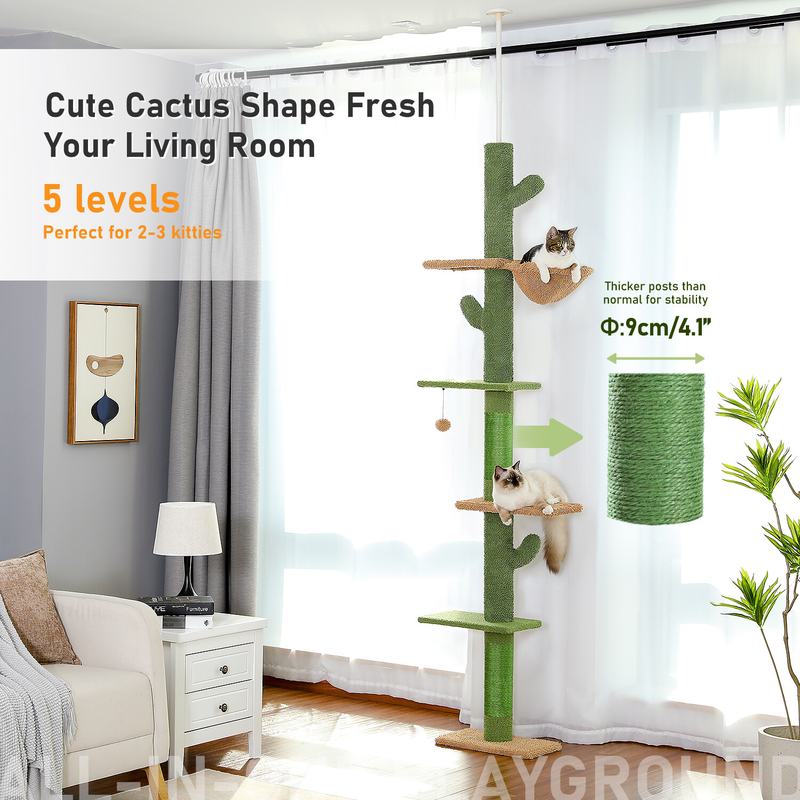 PAWZ Road Cactus Floor to Ceiling Cat Tree Tower Cat Scratching Post Scratcher