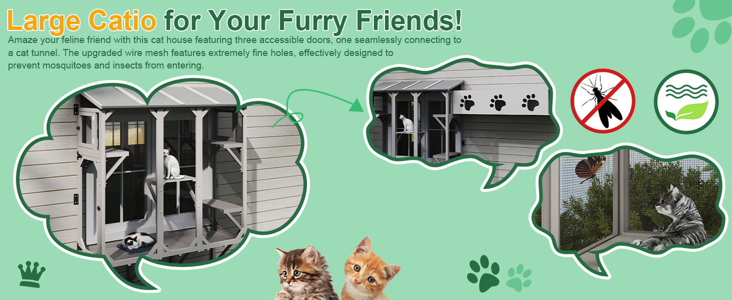 Petscosset Cat Catio Expandable Window Box Enclosure for Multiple Indoor Cats