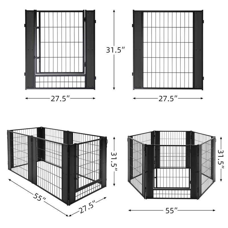 Dog Exercise Playpen Expandable Dog Cage Heavy Duty Foldable Dog Fence Pet Pen
