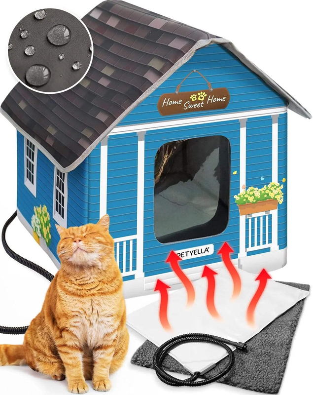 Weatherproof Heated Cat House - Outdoor Shelter for Winter & Cold Weather
