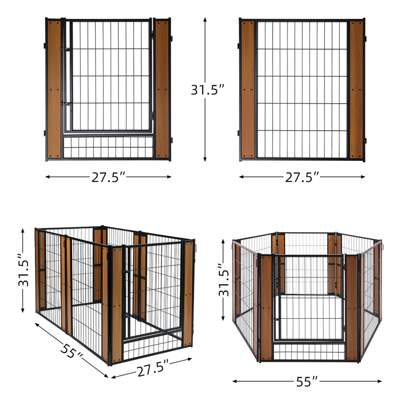 Dog Exercise Playpen Expandable Dog Cage Heavy Duty Foldable Dog Fence Pet Pen
