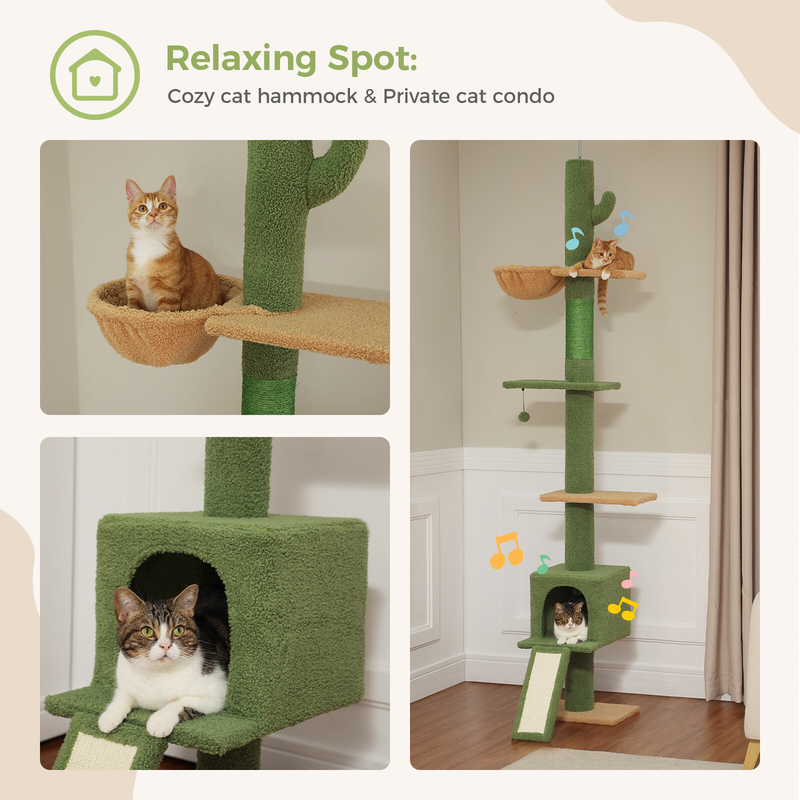 PAWZ Road Cactus Floor to Ceiling Cat Tree Tower Cat Scratching Post Scratcher