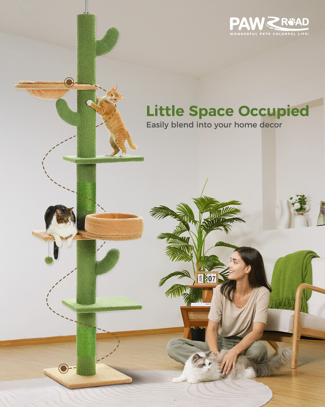 PAWZ Road Cactus Floor to Ceiling Cat Tree Tower Cat Scratching Post Scratcher