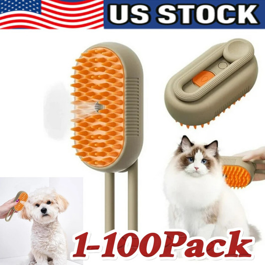 Cat & Dog Steam Brush 3-in-1 | Pet Hair Remover, Cleaner & Massager for All Pets