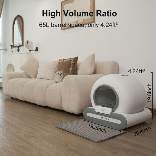 DOEL Self Cleaning Cat Litter Box Automatic  65L APP Control w/ Trash Bags & Mat